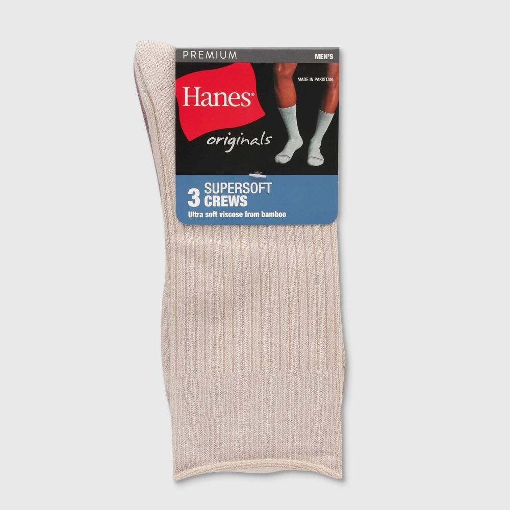 Hanes Originals Premium Mens SuperSoft Crew Socks 3pk 6-12 Product Image