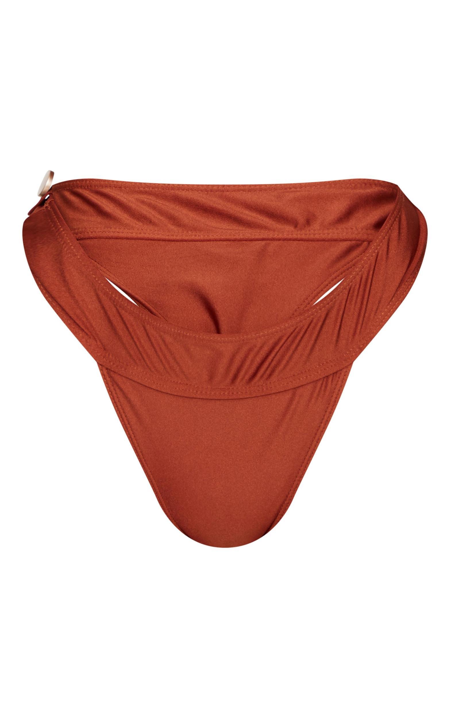 Brown Ruched Waist Bikini Bottoms Product Image