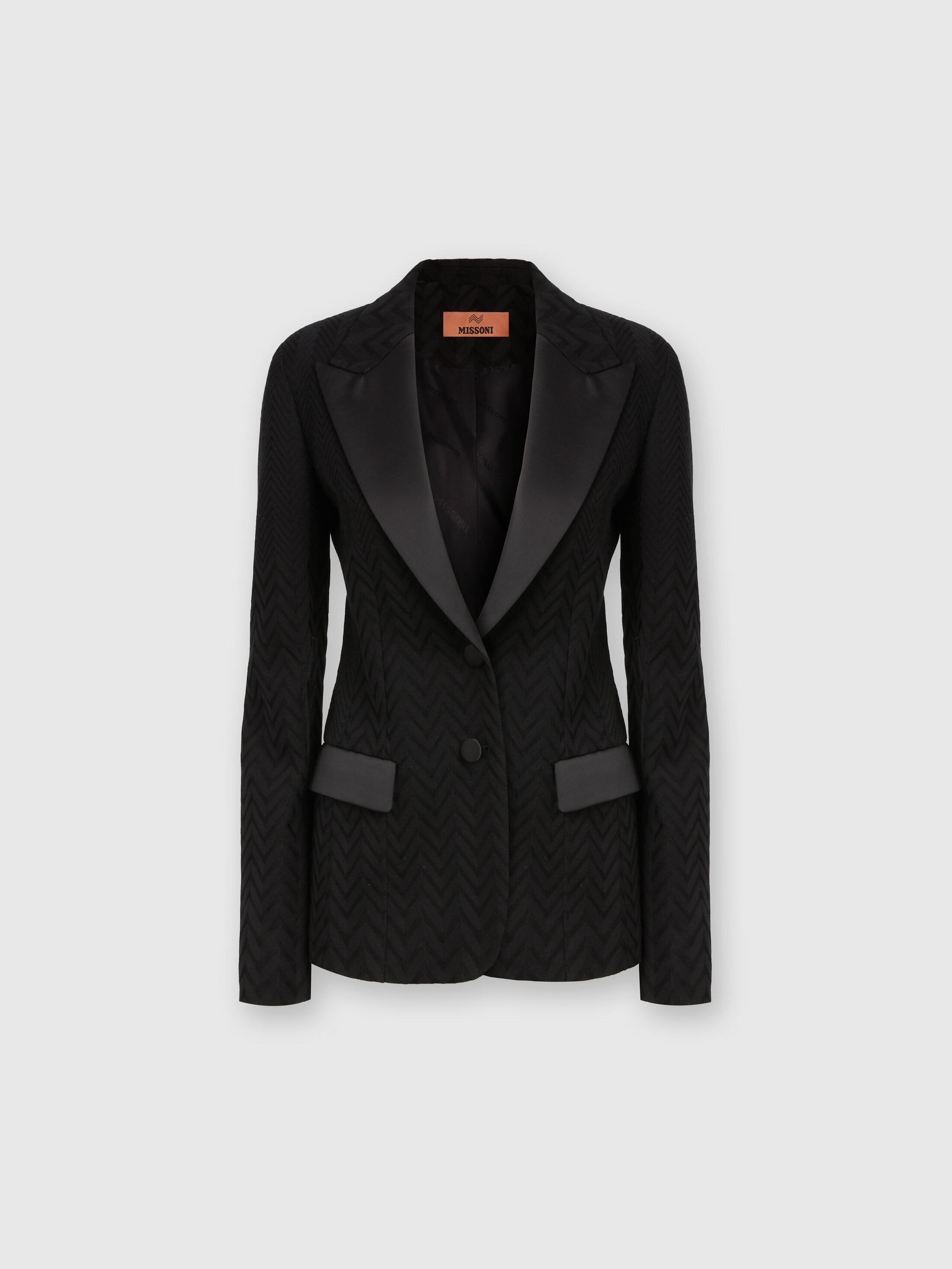 Chevron blazer with satin details Product Image