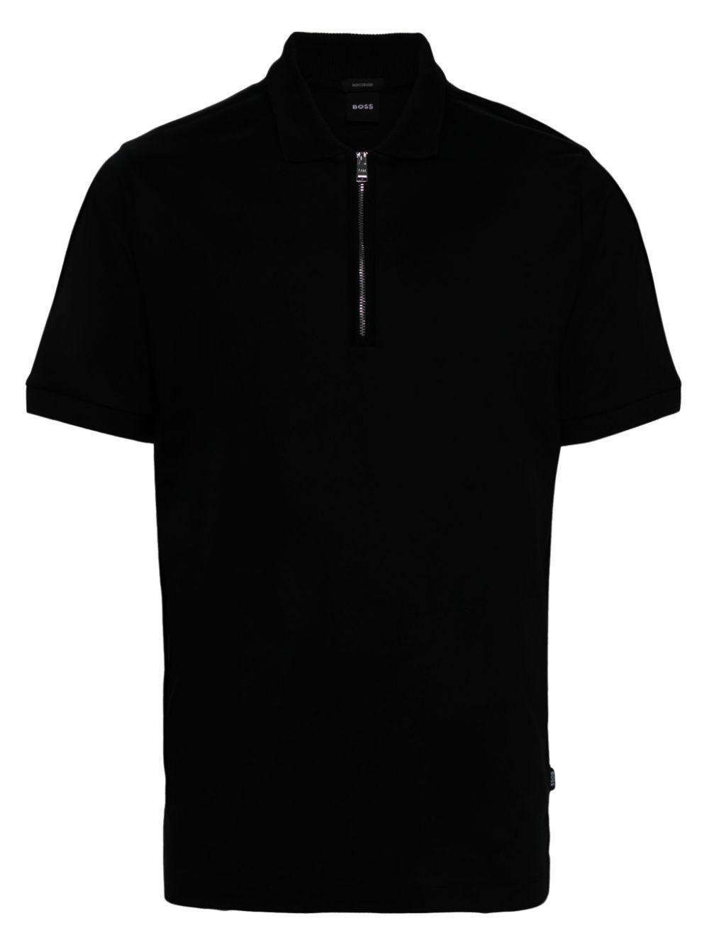 HUGO BOSS Zip-up Polo Shirt In Black Product Image