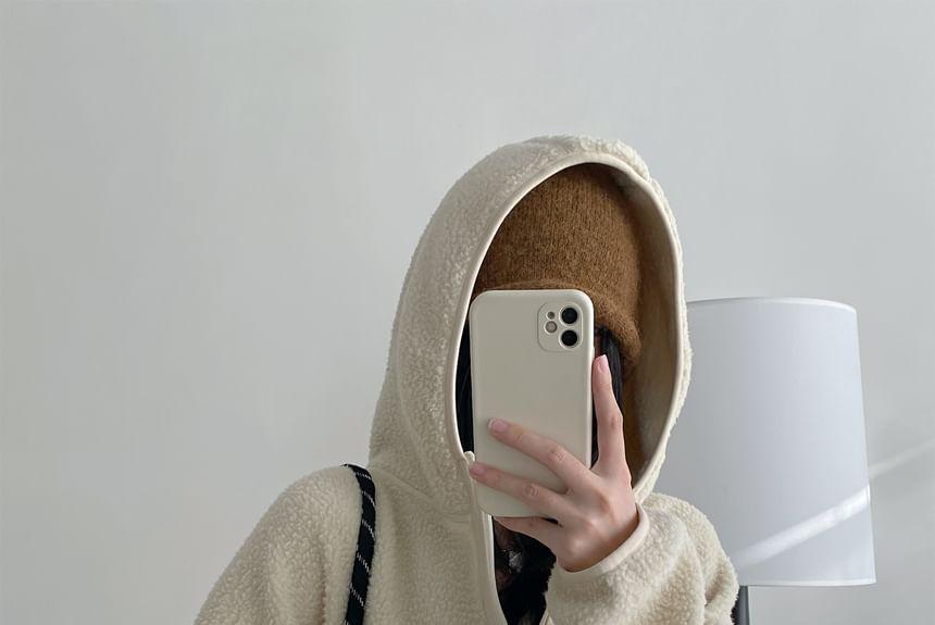 Plain Fleece Zip Hoodie Product Image