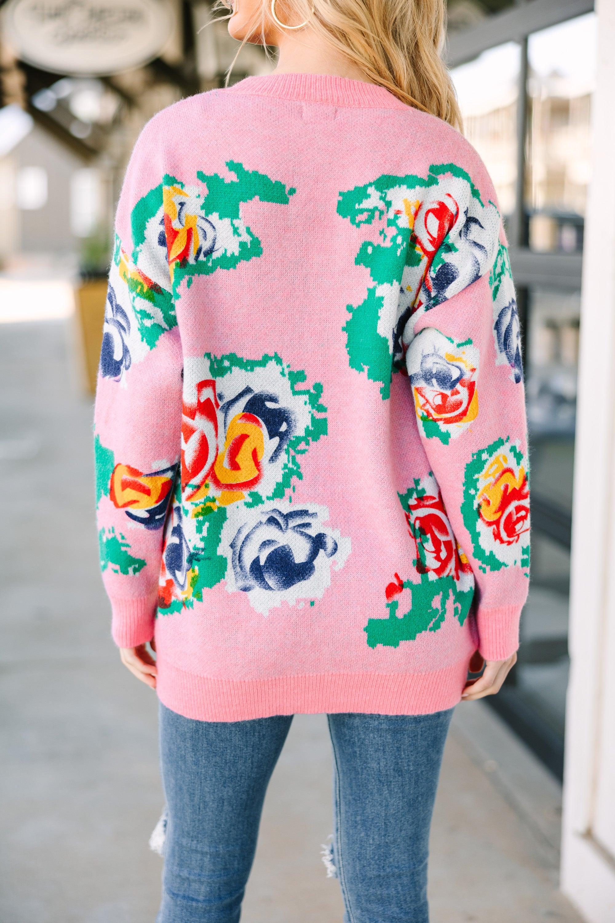 Perfectly Poised Pink Floral Sweater Female Product Image