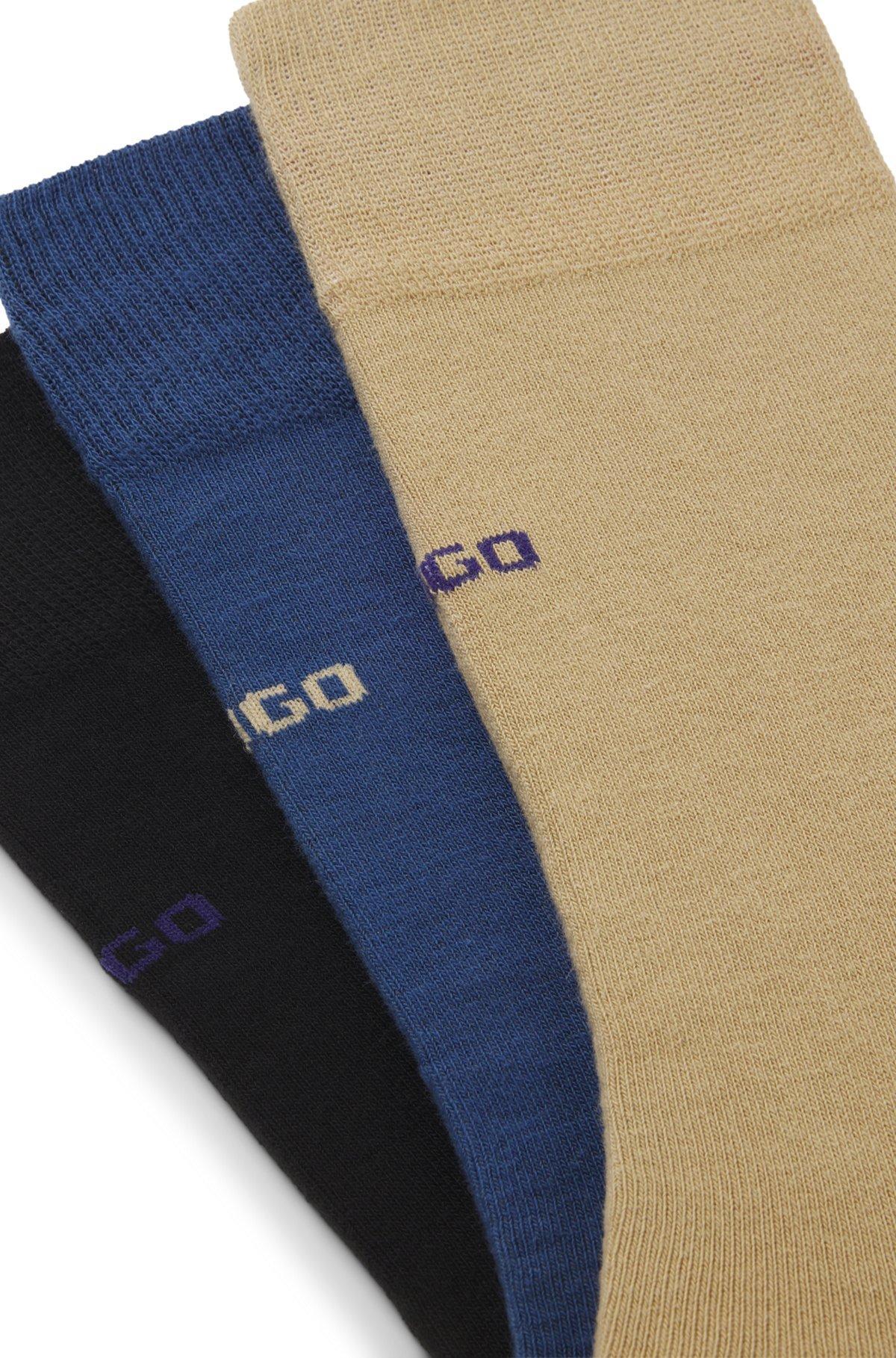 Three-pack of regular-length socks with logos Product Image