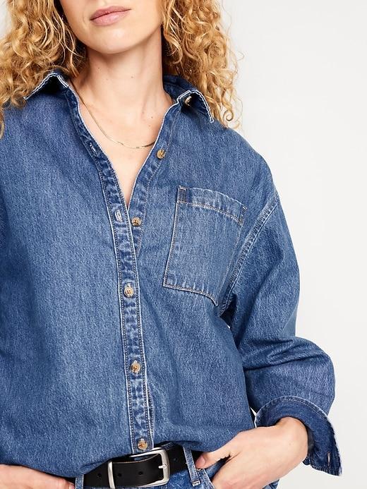 Boyfriend Button-Down Jean Tunic Product Image