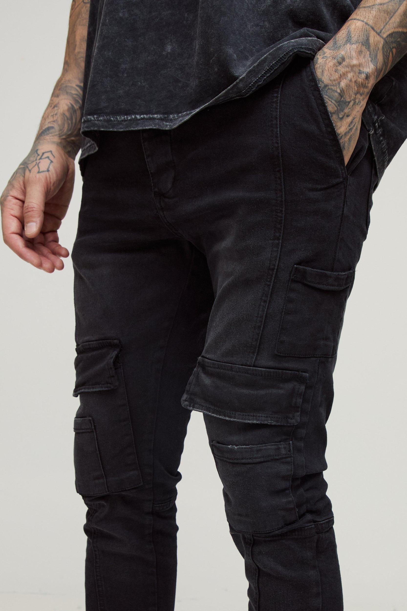 Tall Heavyweight Skinny Fit Cargo Pants | boohooMAN USA Product Image
