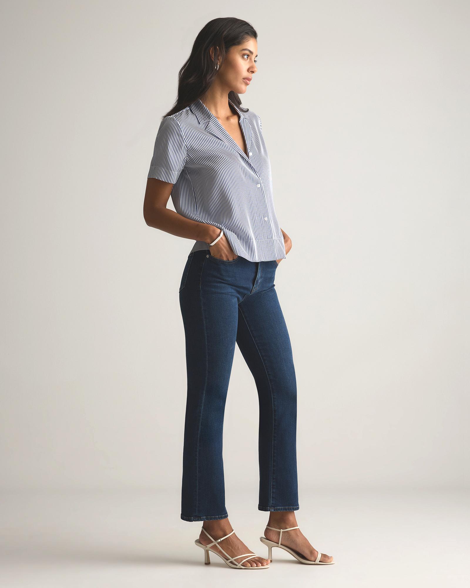 Quince | Women's Washable Stretch Silk Short Sleeve Notch Collar Blouse Mulberry Silk Product Image