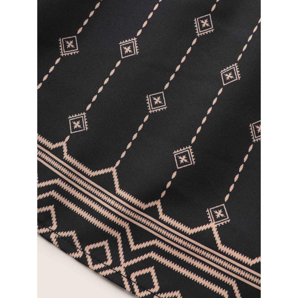 Plus Size Black V Neck Boho Print Flutter Sleeve Blouse Women Resort Short sleeve V-neck Vacation Blouses BloomChic 18-20/2X Product Image