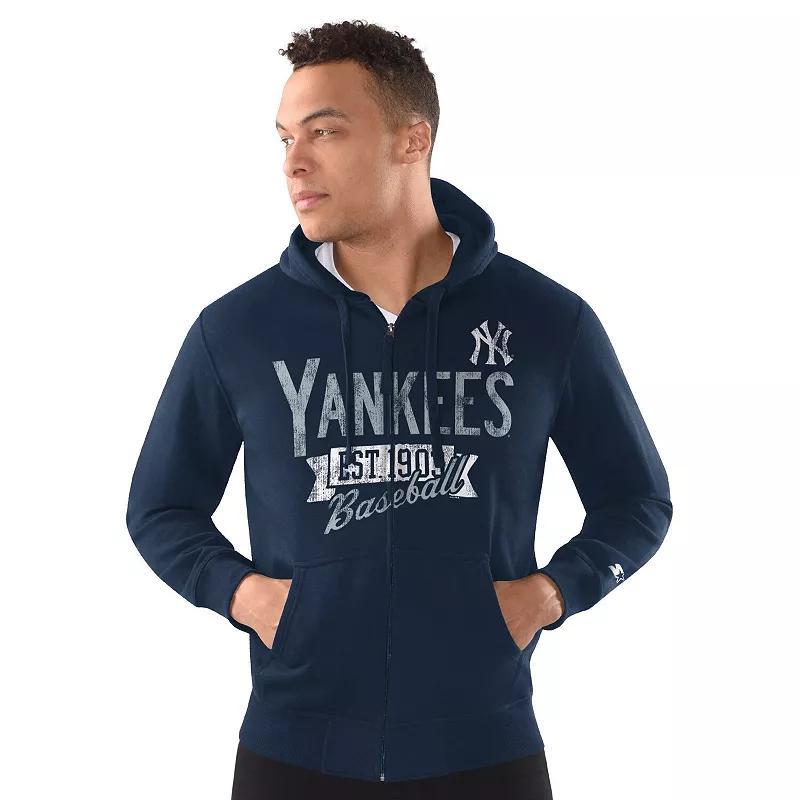 Men's Starter Royal Los Angeles Dodgers Classic Distressed Full-Zip Hoodie,  Product Image
