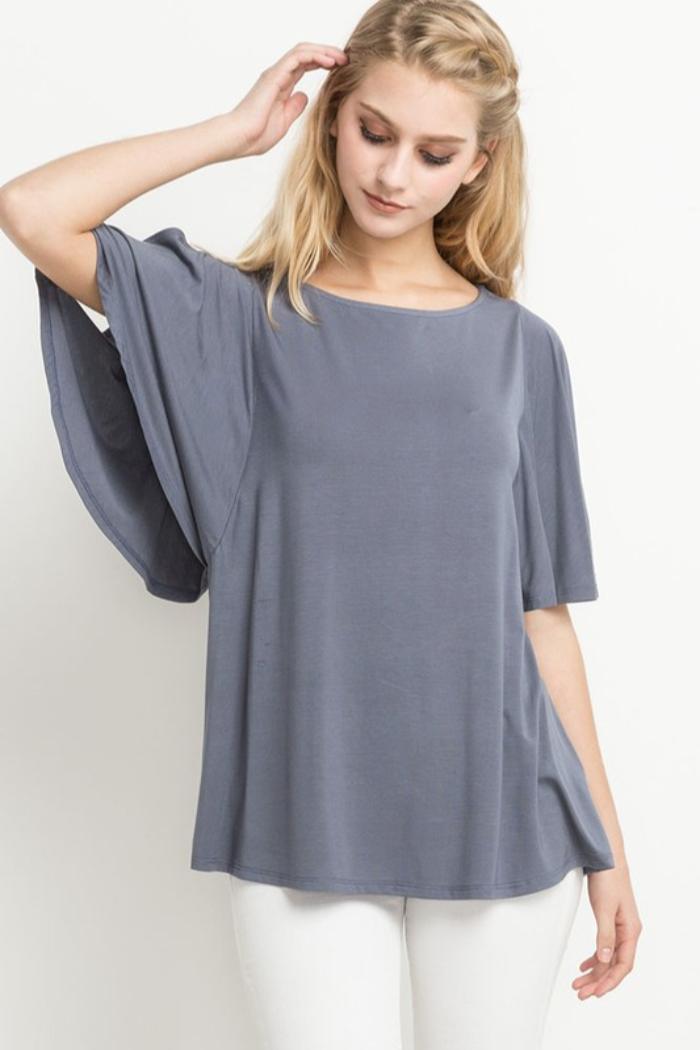 Side Slit Short Sleeve Top Product Image