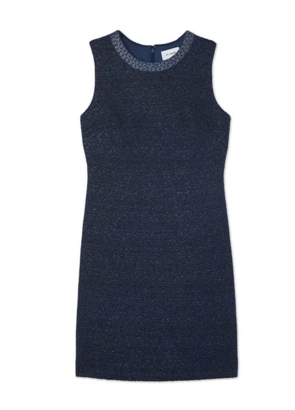 ST JOHN Sleeveless Lurex Tweed Dress In Royal Blue/lurex Multi Product Image