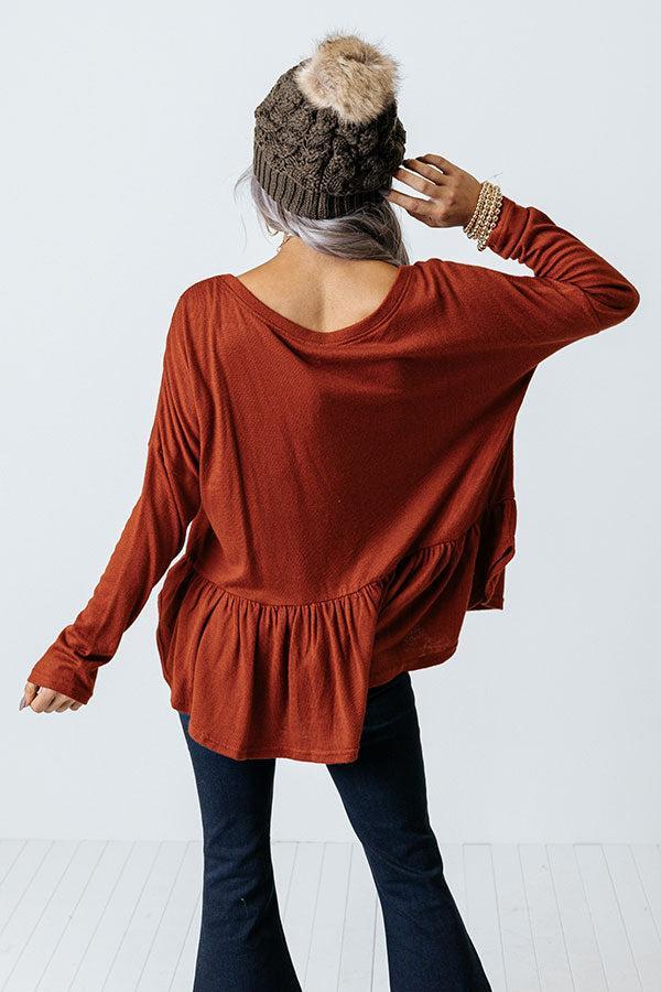 Patio Date Babydoll Top In Rust Product Image