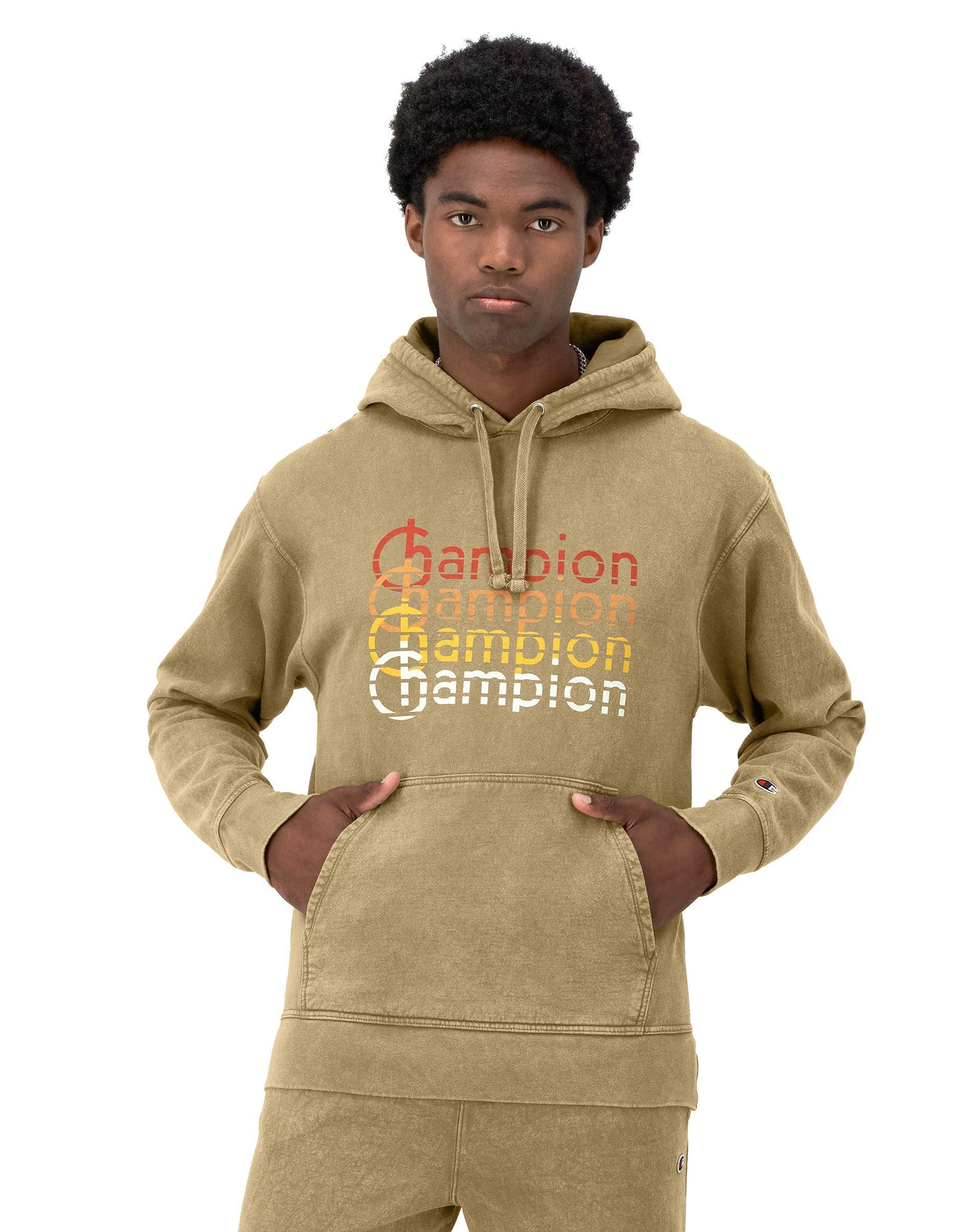 Mens Champion Stonewash Mineral Dye Retro Logo Graphic Hoodie Product Image