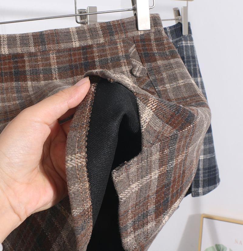 High Rise Plaid Mini A-Line Skirt Product Image