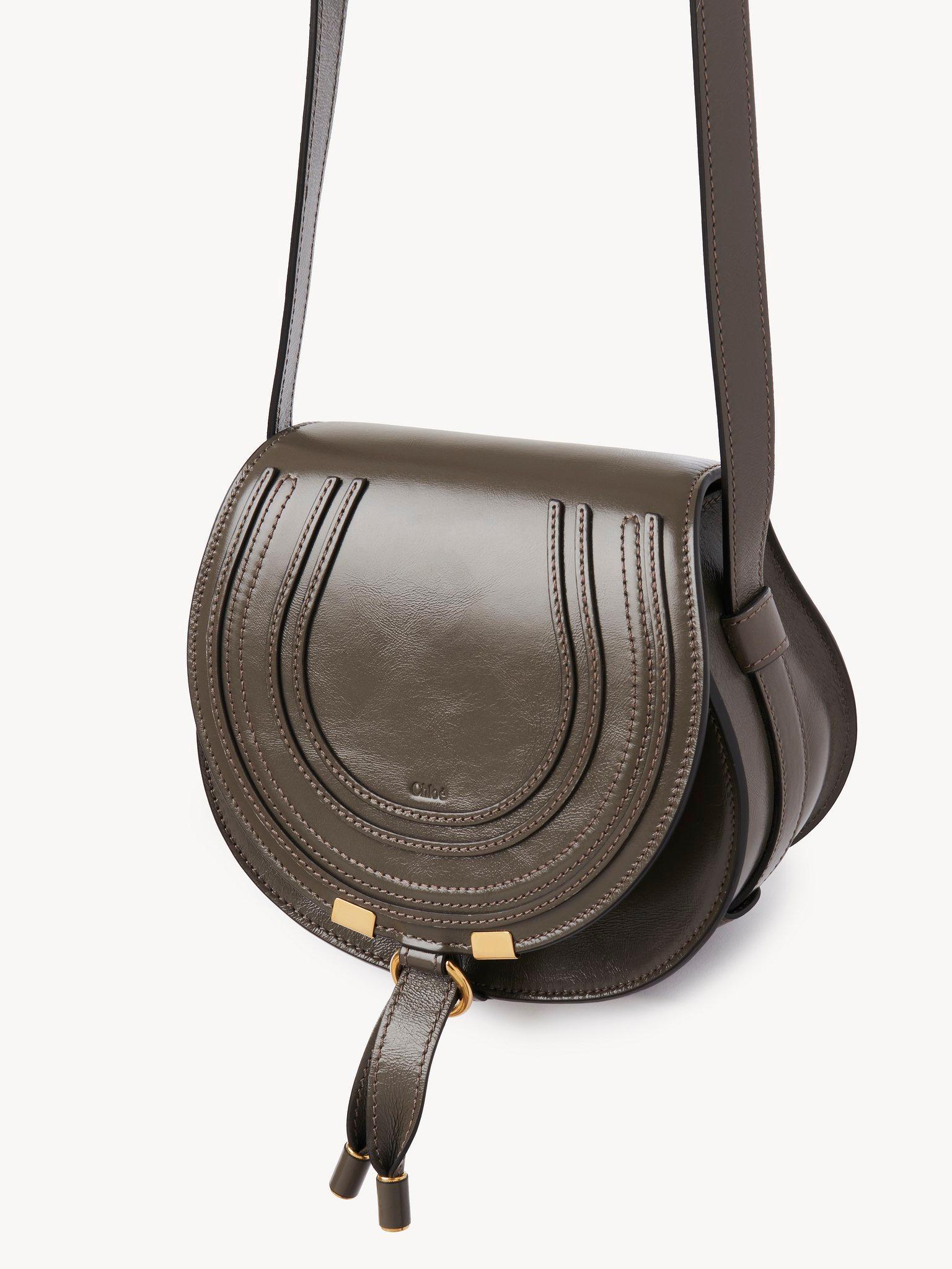 Small Marcie saddle bag in shiny leather Product Image
