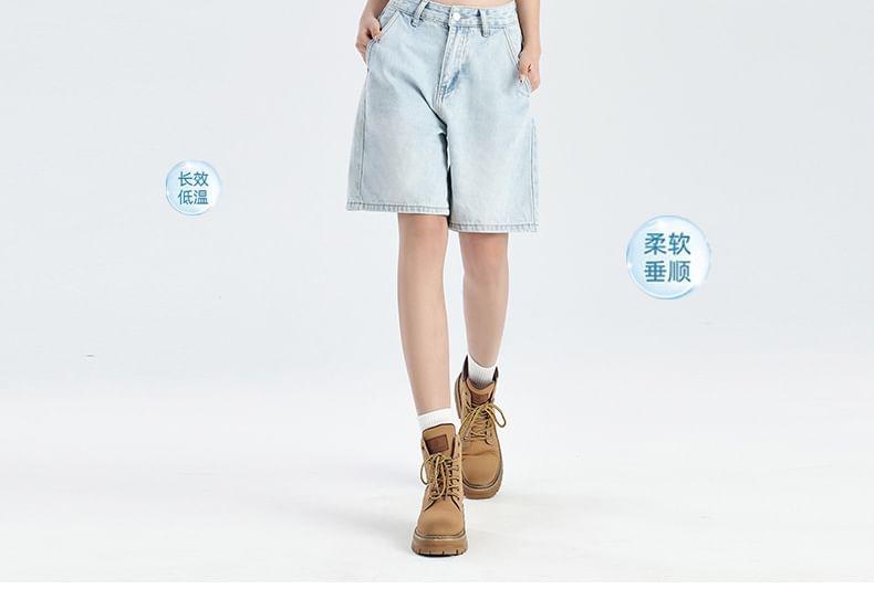 Mid Rise Washed Denim Shorts Product Image