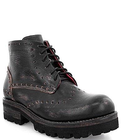 Bed Stu Quatro II Leather Lace-Up Lug Sole Combat Booties Product Image