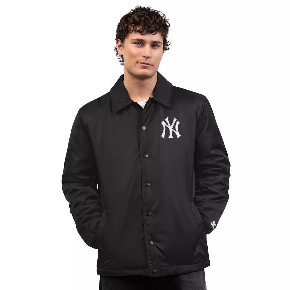 Men's Starter Black New York Yankees Full-Snap Coaches Jacket,  Product Image