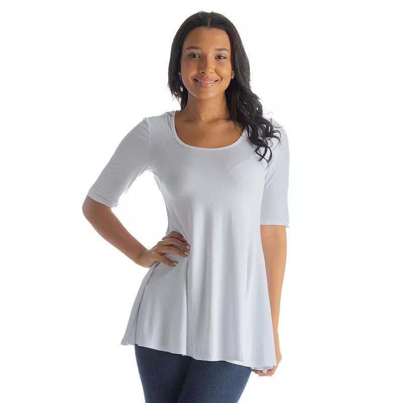 Women's 24Seven Comfort Apparel Elbow Sleeve Swing Tunic Top, Size: Medium, Carrot Product Image