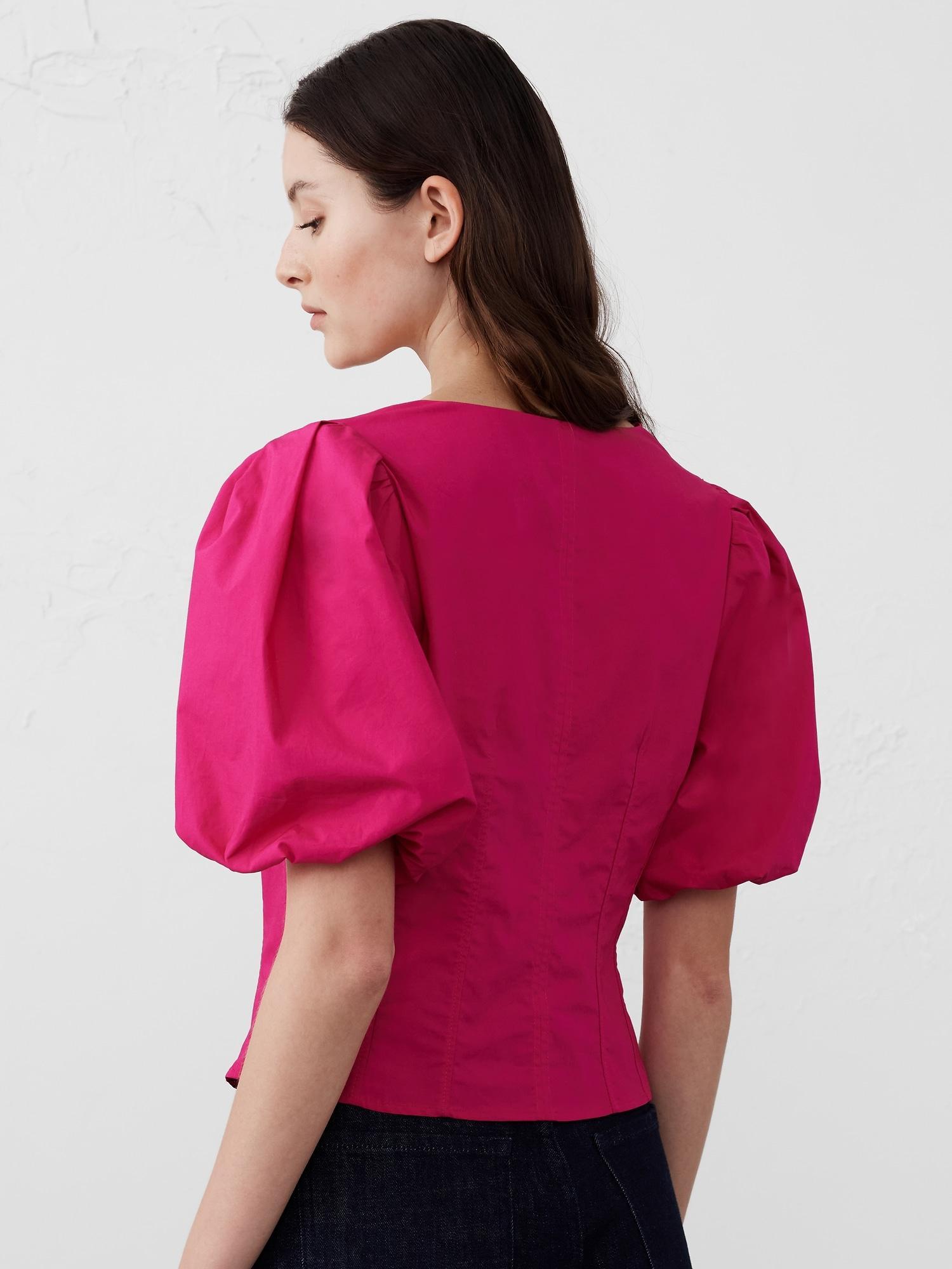 Bubble-Sleeve Seamed Top Product Image