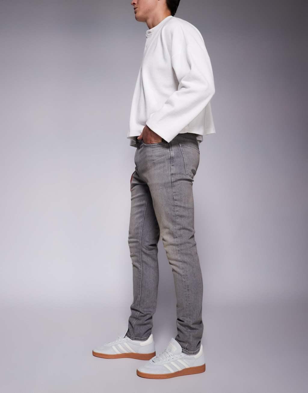 River Island skinny fit jeans in gray wash Product Image