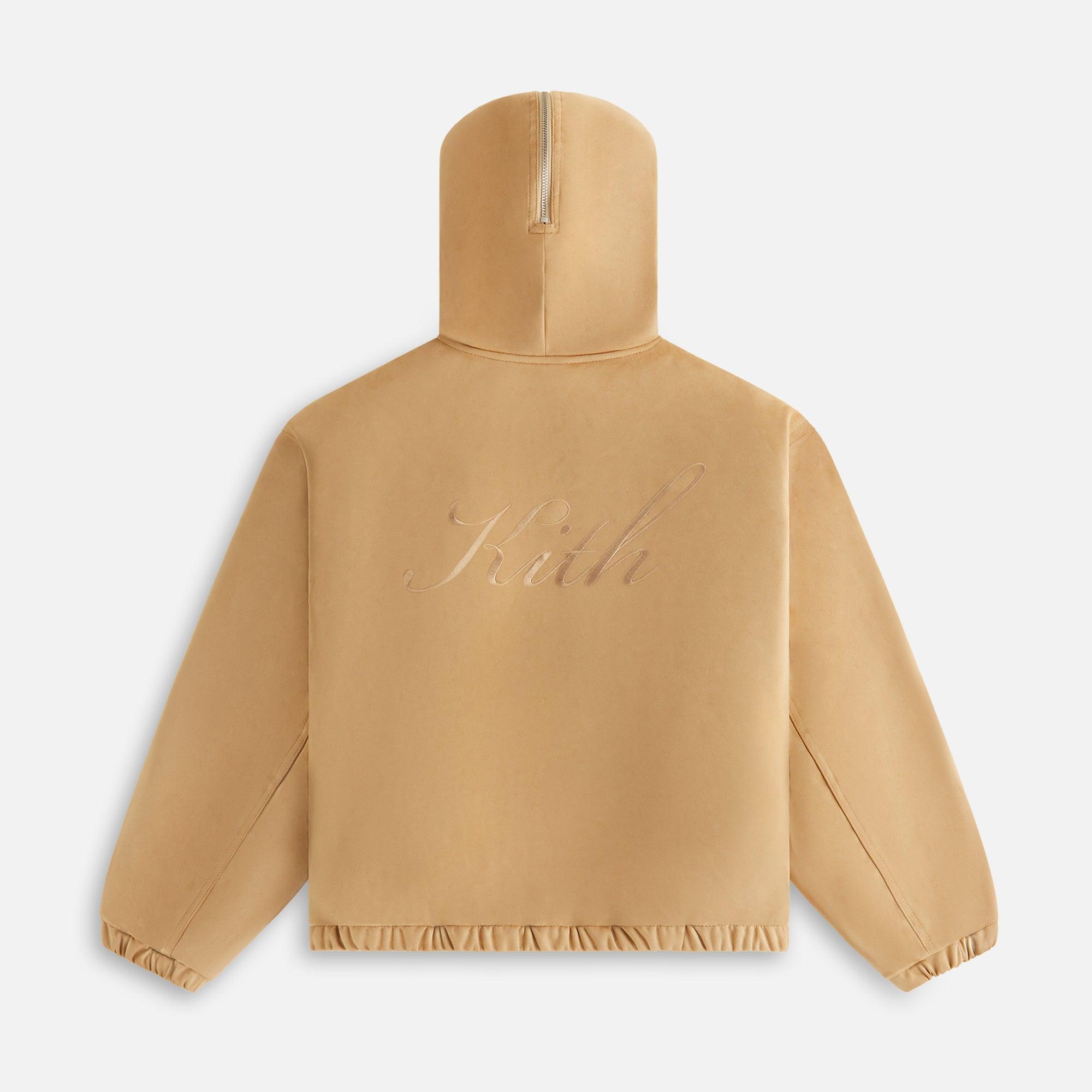 Kith Women Nylas Microsuede Zip Hooded Bomber - Birch Female Product Image