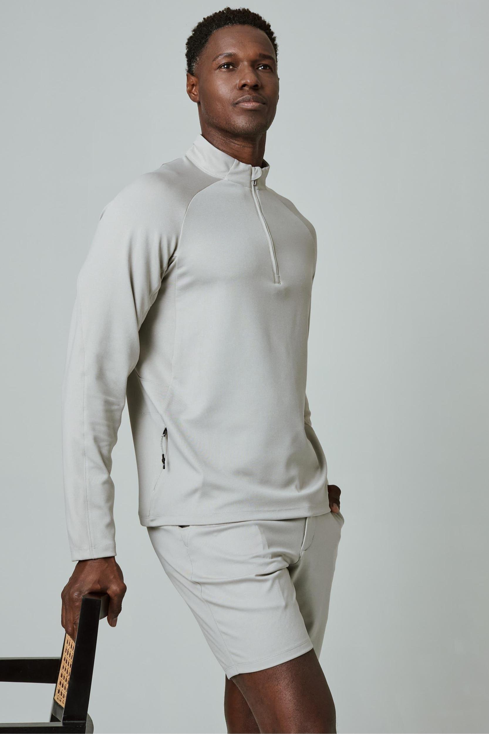 A Game Quarter Zip Pull Over - Tan Product Image