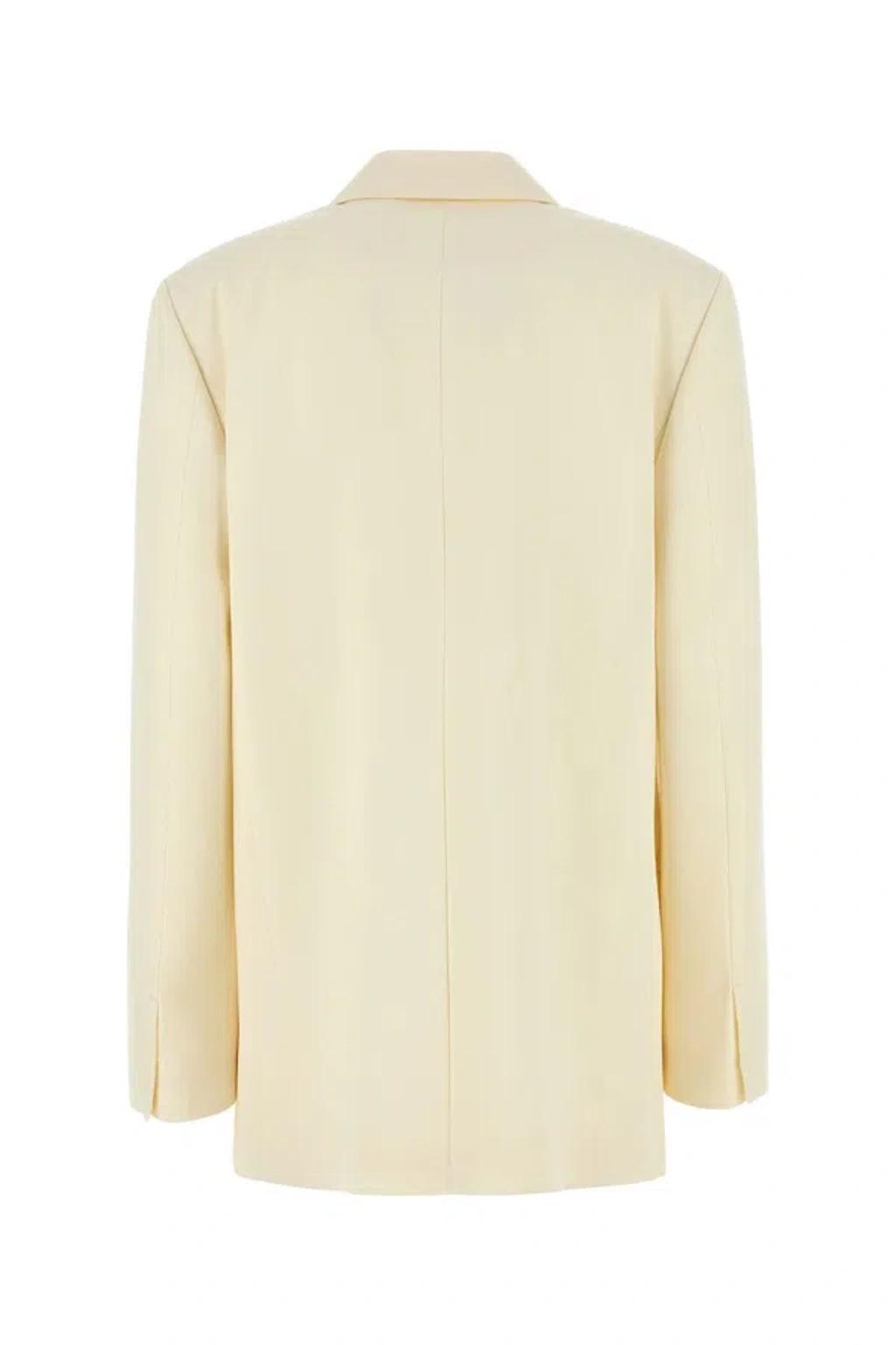 JIL SANDER Double-breasted Wool Jacket In Ecru Product Image