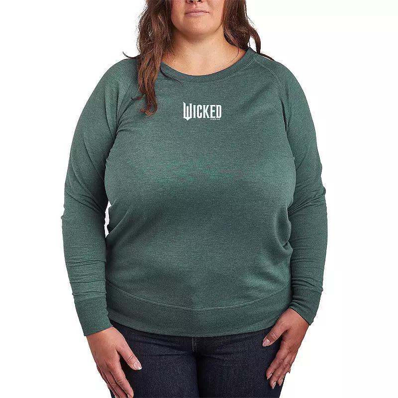 Plus Size Wicked Logo French Terry Long Sleeve Tee, Womens Grey Green Product Image
