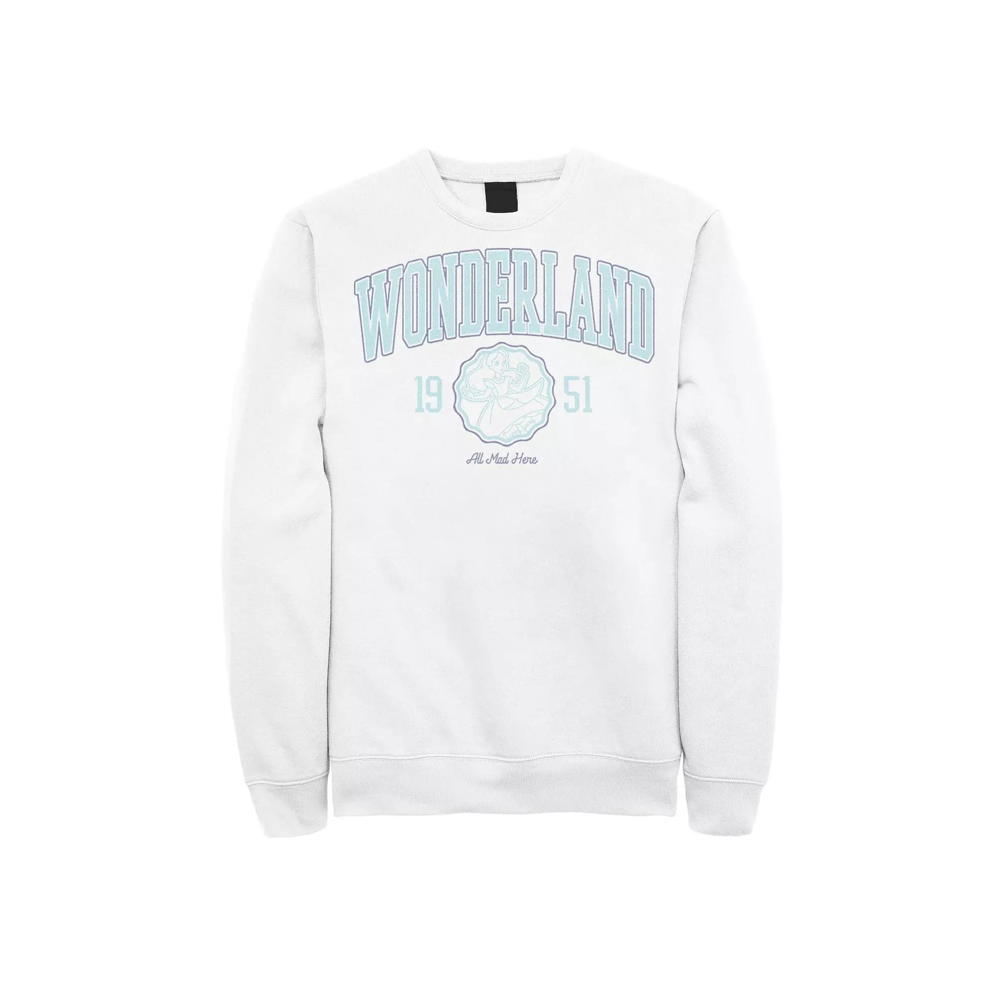 Disney's Alice In Wonderland Blue Collegiate 1951 Men's Sweatshirt, Size: Large, White Product Image