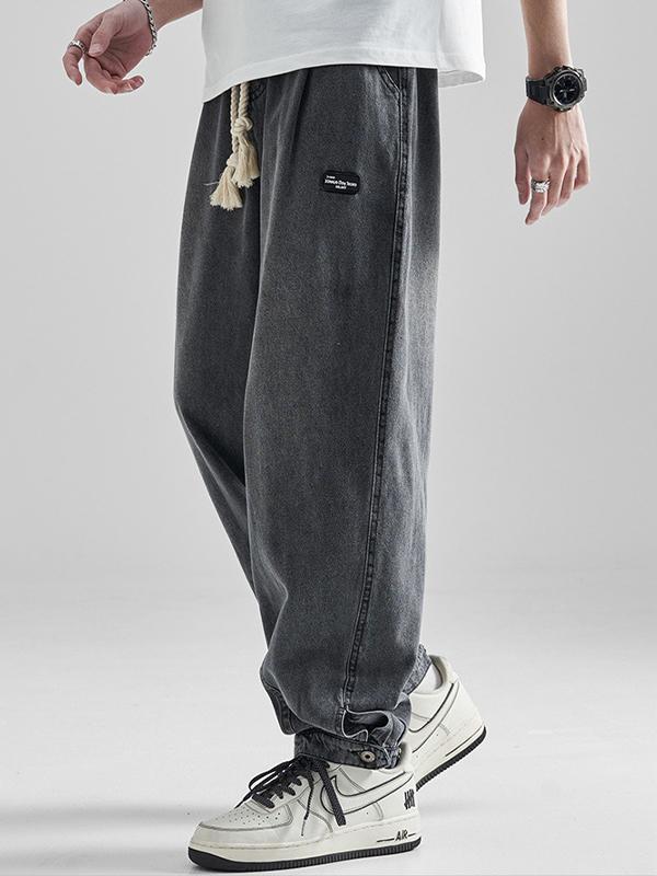 Retro Distressed Washed Feet Loose Jeans Product Image