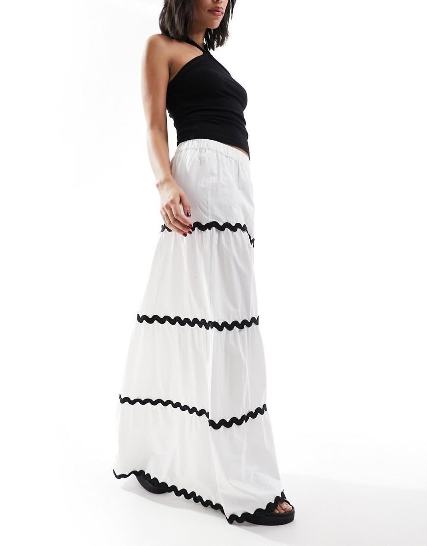 ASOS DESIGN tiered maxi skirt with rick rack detail Product Image