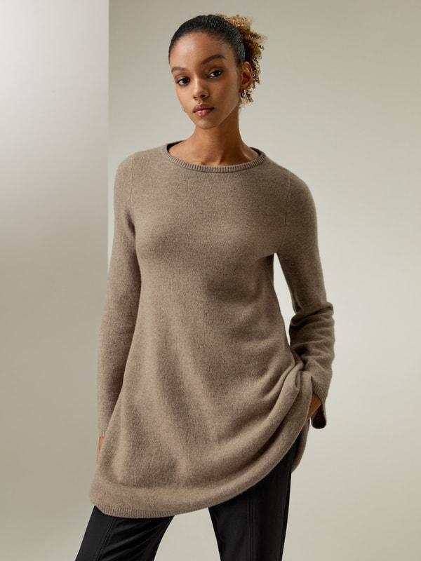 LILYSILK Long Cashmere Jumper Womens - Black Premium Cashmere - Comfortable A-Line Jumpers M Product Image