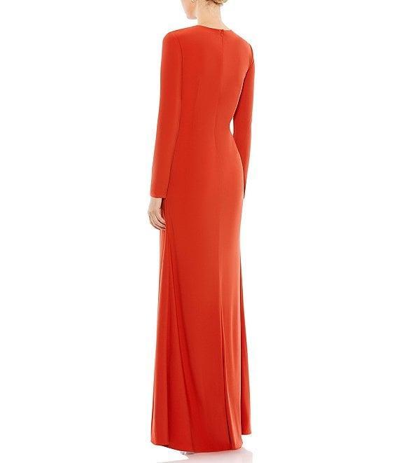Mac Duggal Long Sleeve Keyhole Draped Gown Product Image