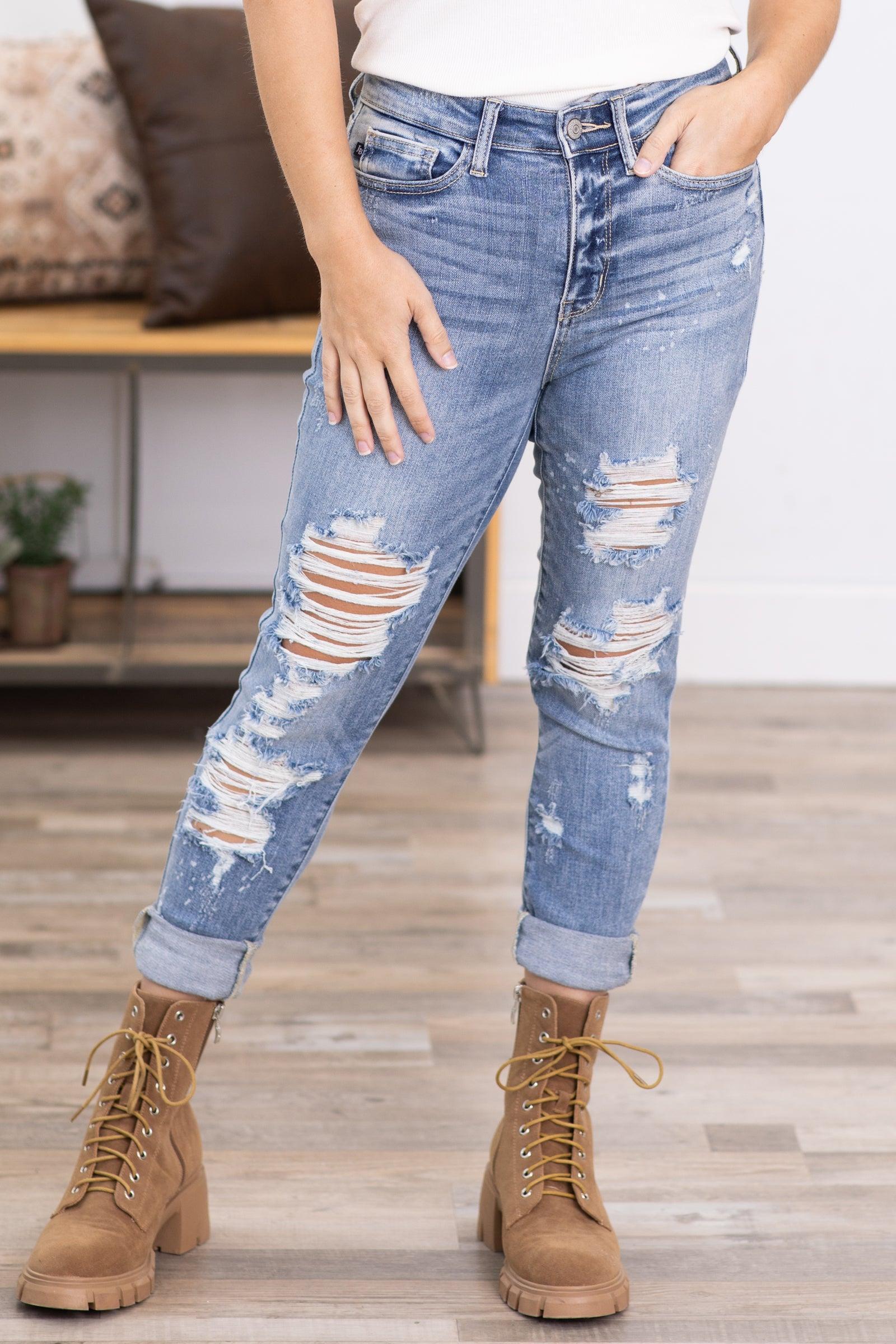 Judy Blue Bleach Splash Distressed Jeans Product Image