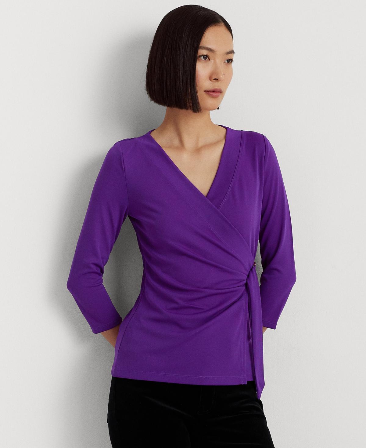 Lauren Ralph Lauren Stretch Jersey Top Agate) Women's Clothing Product Image