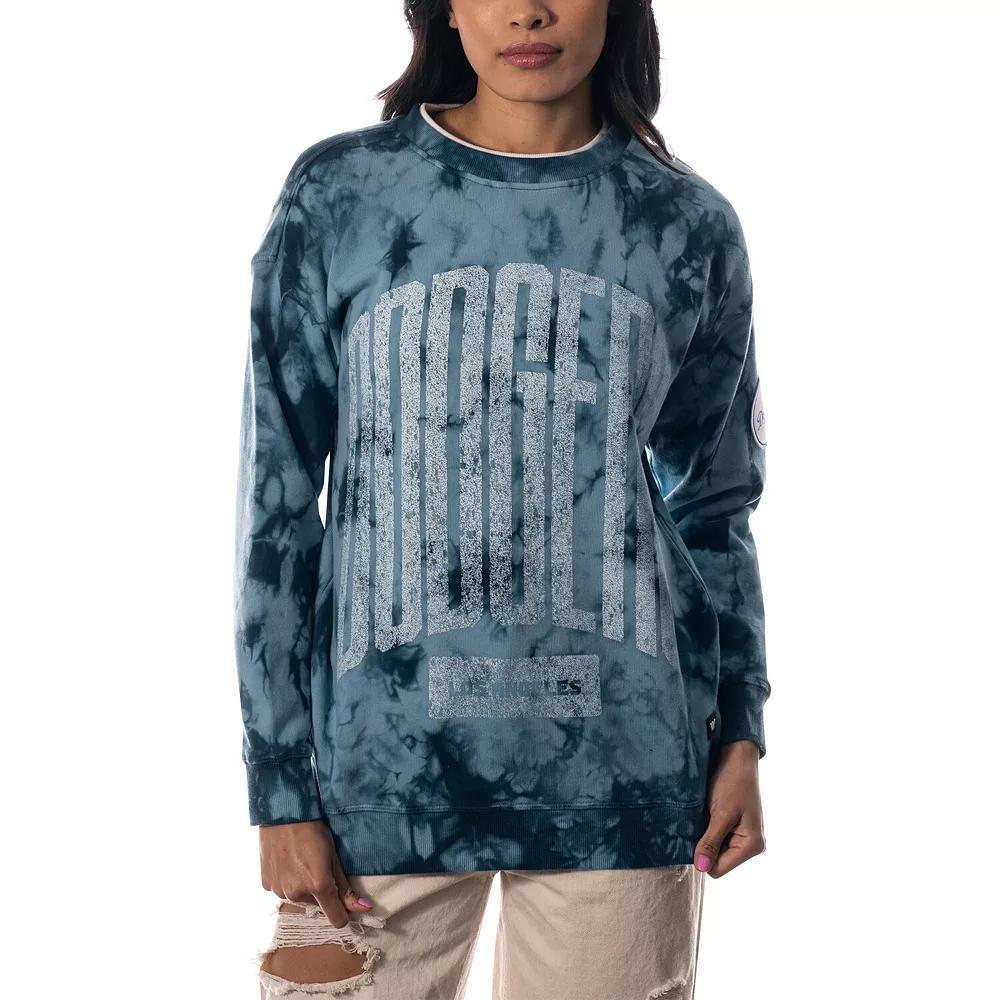 Women's The Wild Collective Blue Los Angeles Dodgers Overdyed Pullover Sweatshirt,  Product Image