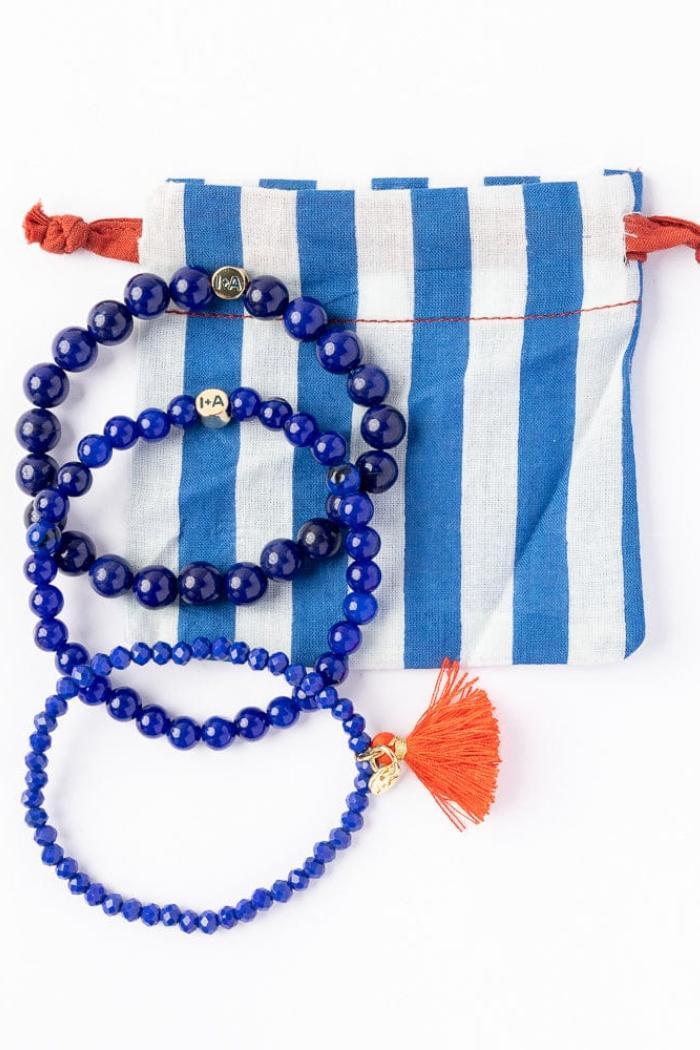 Addison Set Of 3 Stretch Bracelets Glass And Crystal With Bag Product Image