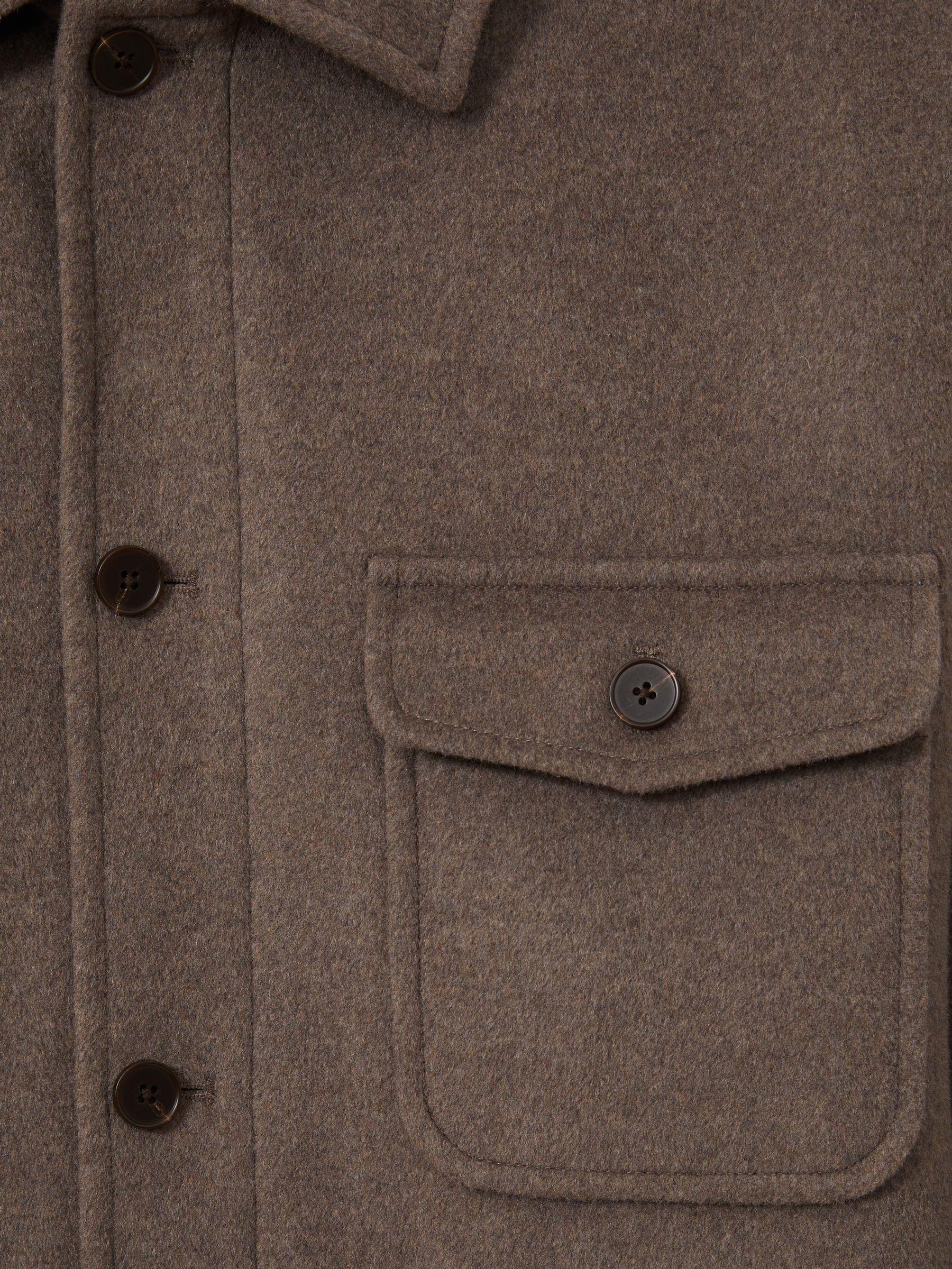 Wool-Blend Melton Overshirt in Light Brown Product Image