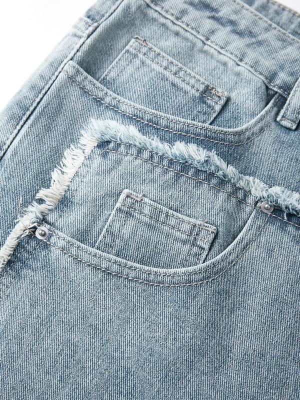 Men's Faded Patchwork Distressed Loose Jeans Product Image