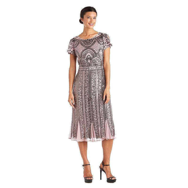 R & M Richards Mesh Beaded Dress Product Image