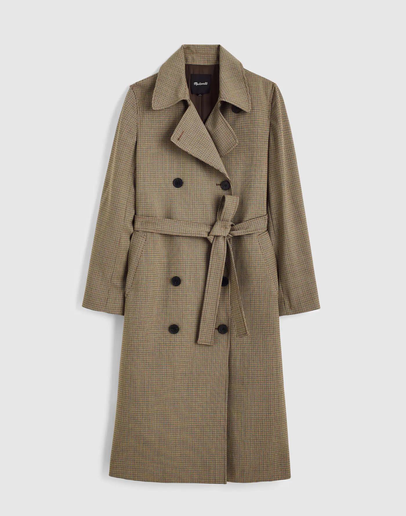 Double-Breasted Trench Coat in Plaid Product Image