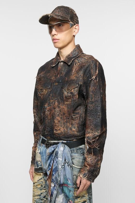 Distressed monogram denim jacket - Regular fit Product Image