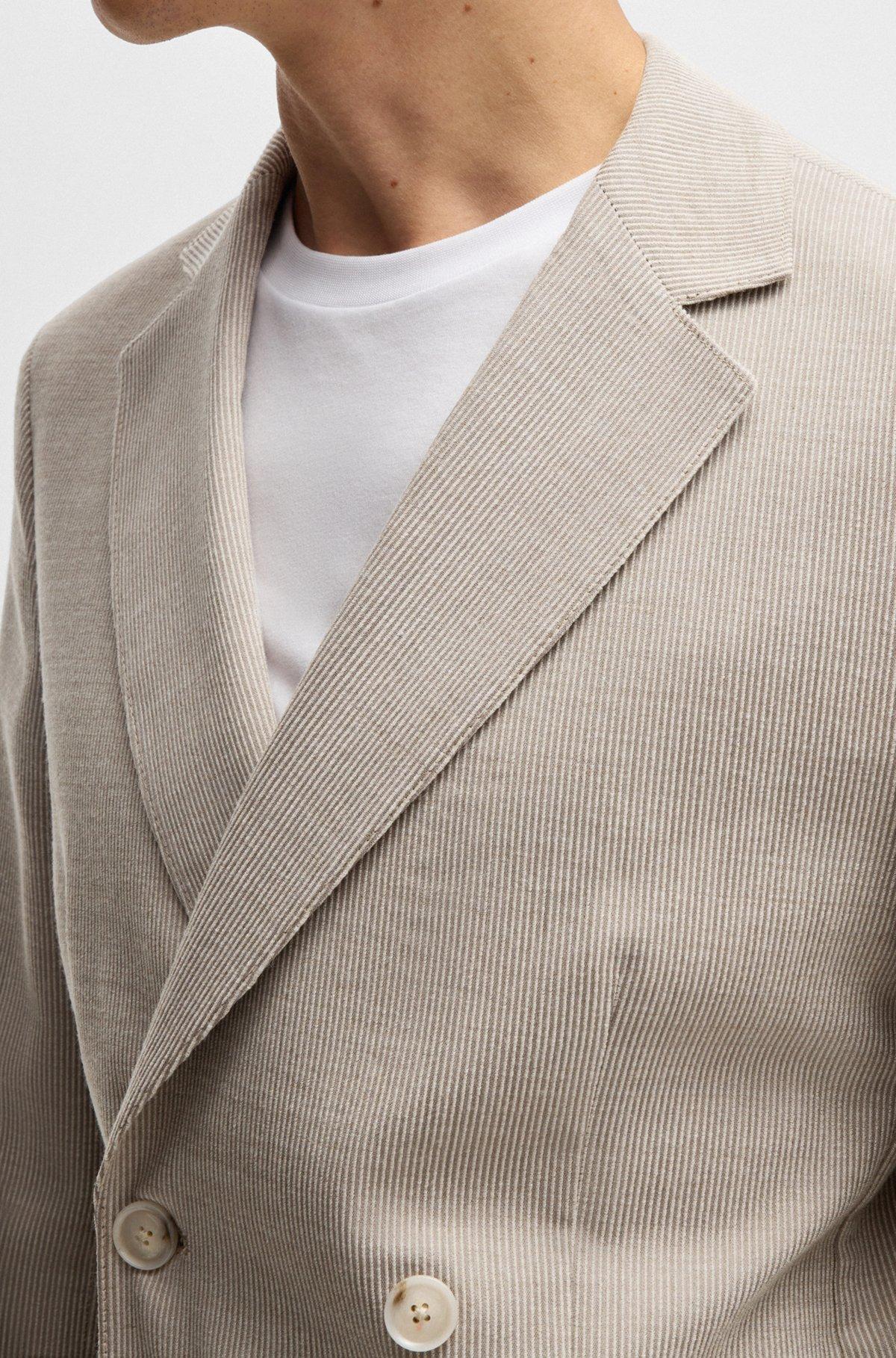 BOSS - Slim-fit blazer in patterned wool - Light Beige Product Image