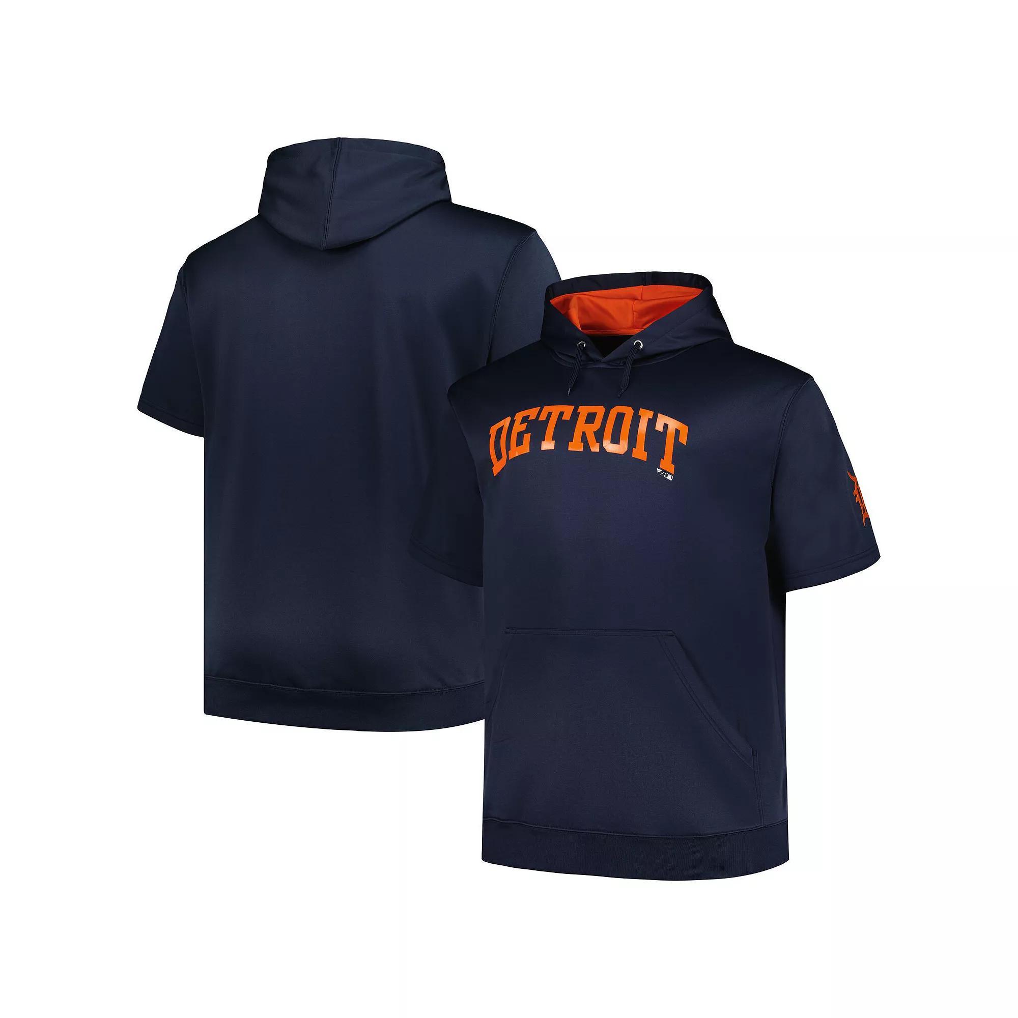Men's Profile Navy Detroit Tigers Big & Tall Contrast Short Sleeve Pullover Hoodie, Size: 3XLT, Blue Product Image