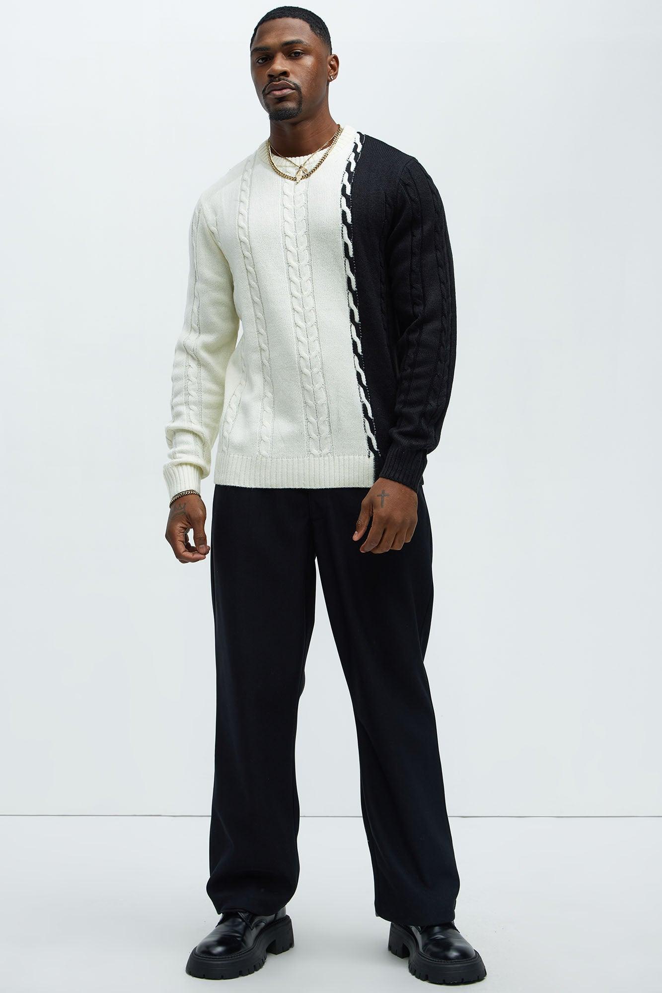 Cody Cable Knit Sweater - White/combo Product Image