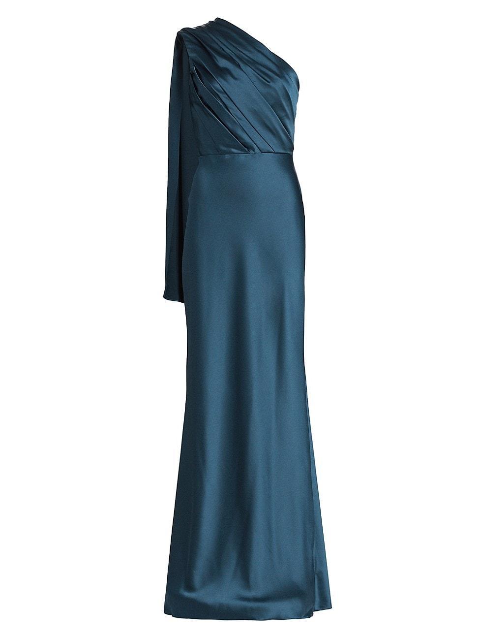 Womens Satin Draped One-Shoulder Gown Size 0 Product Image