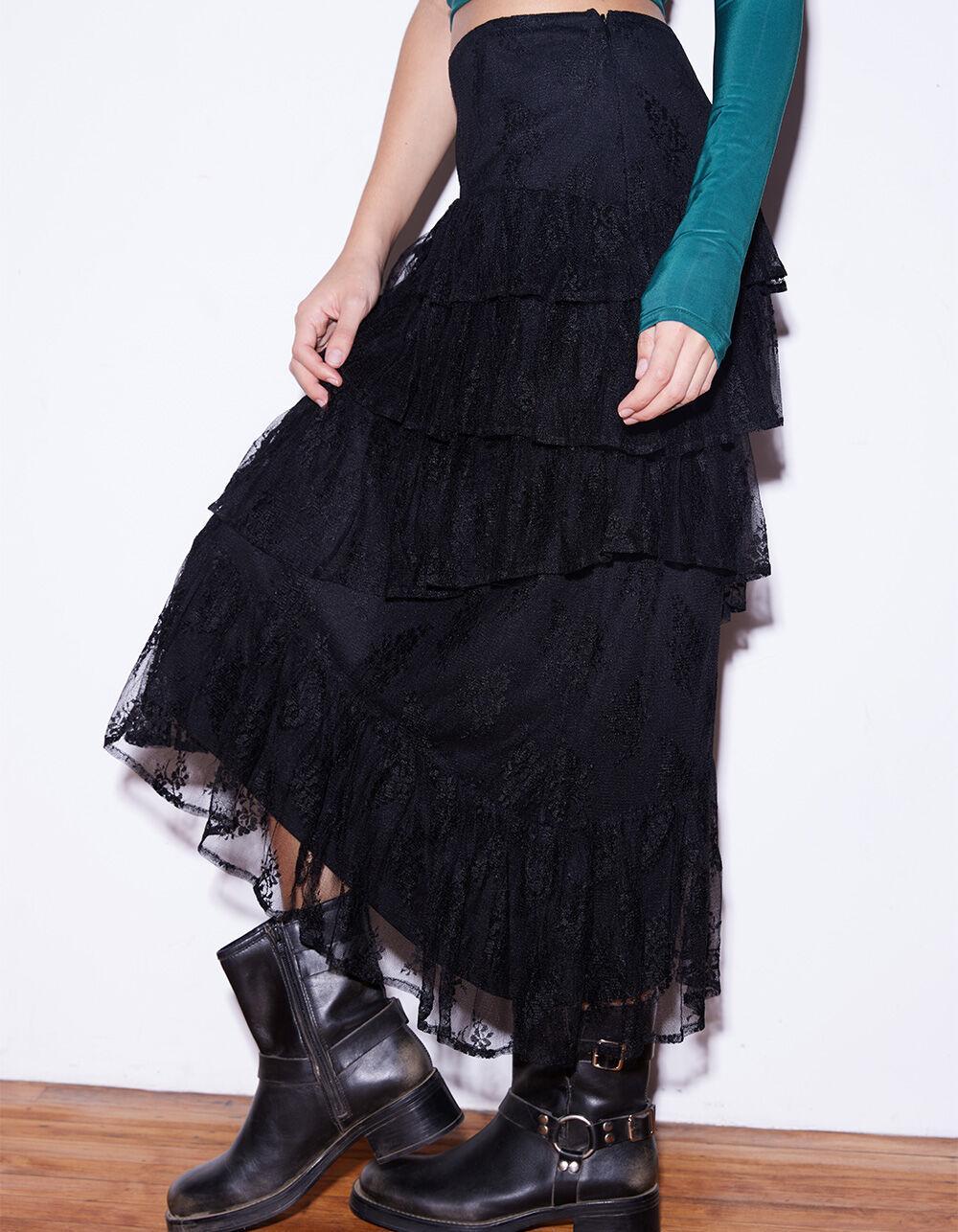 WEST OF MELROSE Lace Tiered Asymmetrical Womens Skirt Product Image