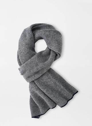 Peter Millar Mens English Rib Cashmere Scarf | Color: Light Grey | Size: OS Product Image