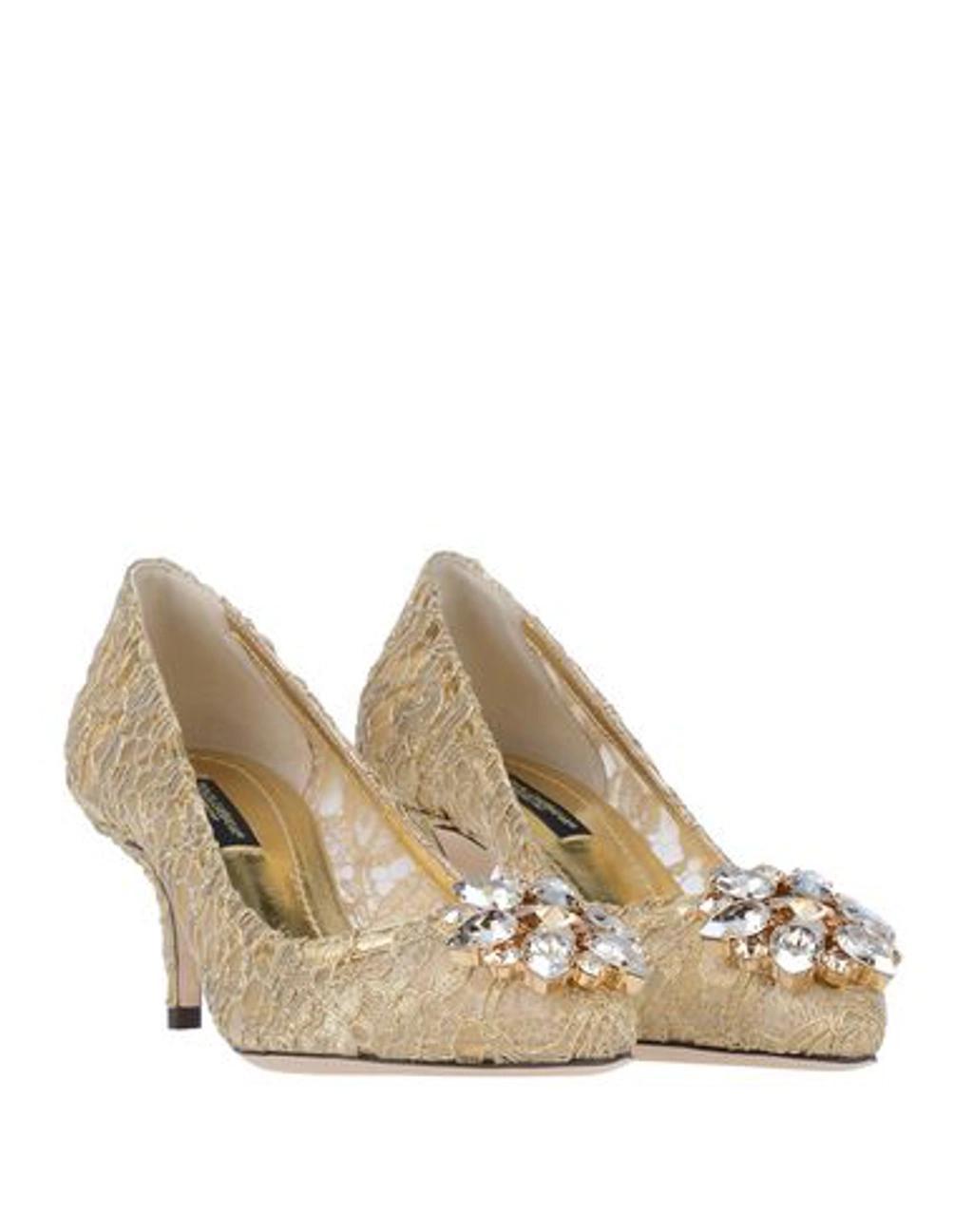 DOLCE & GABBANA Woman Pumps Gold Size 4 Polyamide, Lambskin, Polyester Product Image