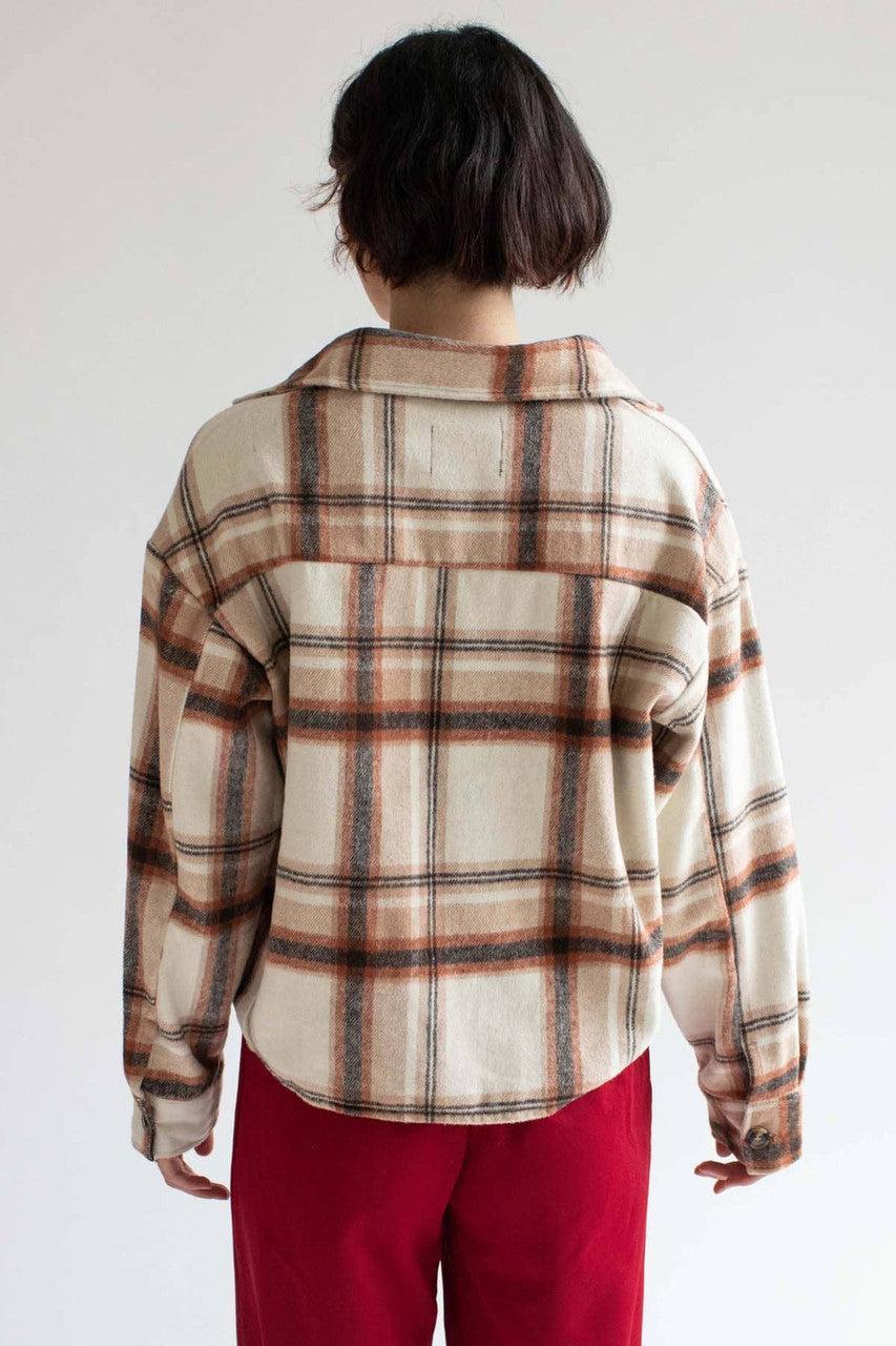 Oversized Rust Brushed Plaid Jacket Product Image